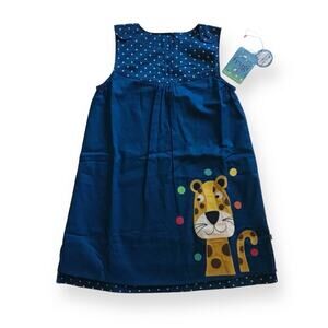 NWT Frugi organic reversible blue polka dot tiger dress